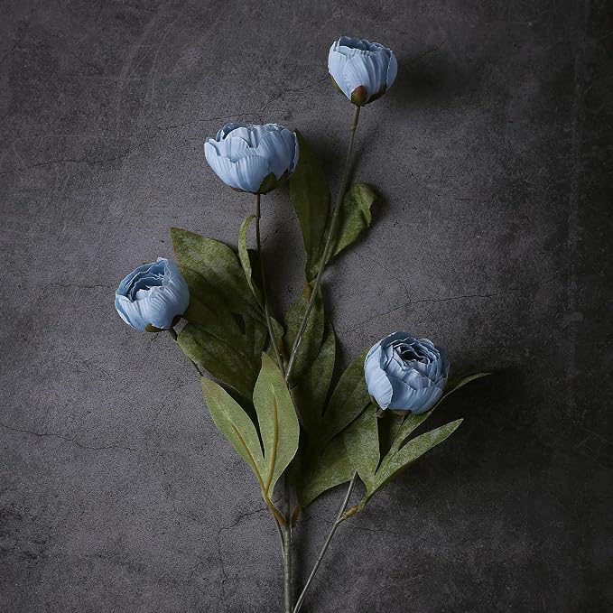 6 Pcs 27" Faux Silk Peony Artificial Flowers Stems - Image 2