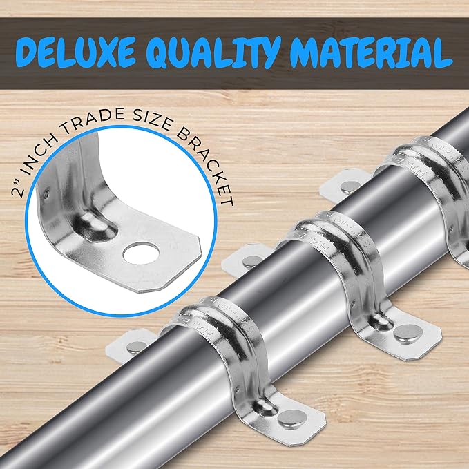 Heavy Duty Pipe Strap Zinc Plated Steel Conduit Clamps, 2 Hole Steel EMT Pipe - Image 4