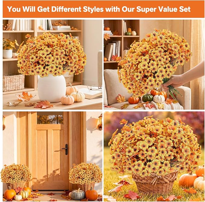 22 Pack Artificial Fall Flowers Mums - Image 3