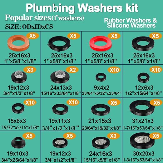 XBVV 37 Size 1075 Pcs Faucet Washers & O-Rings Kit & Plumbing Gasket 3-in-1 - Image 6