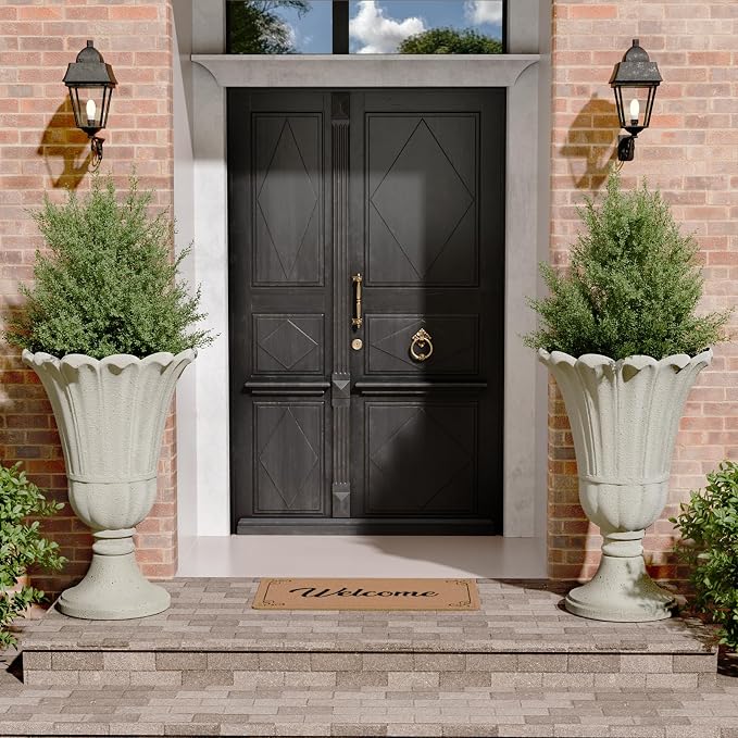 Tall Plastic Urn Planters and Pedestal - Image 8