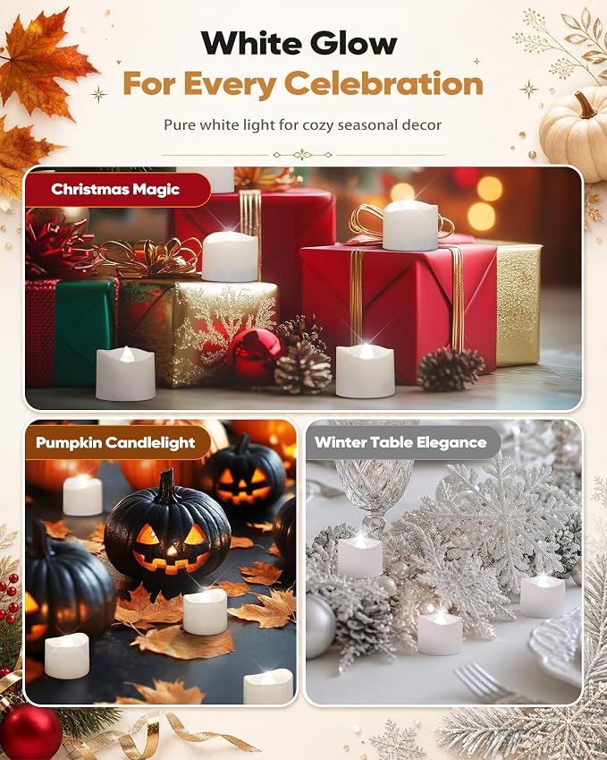Homemory 24-Pack Flameless Tea Lights Candles Battery Operated, 200+ Hours | - Image 8