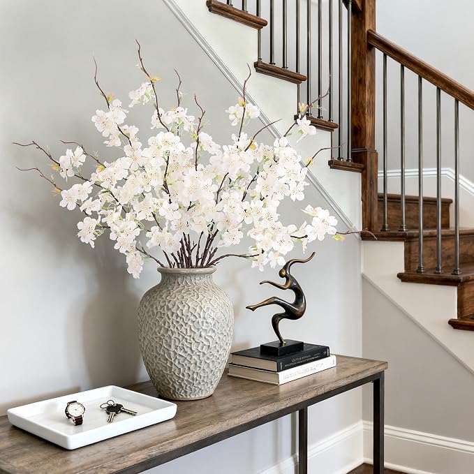 INXUGAO Artificial Cherry Blossom Branches Decor 12 PCS Fake Flowers Indoor | - Image 5