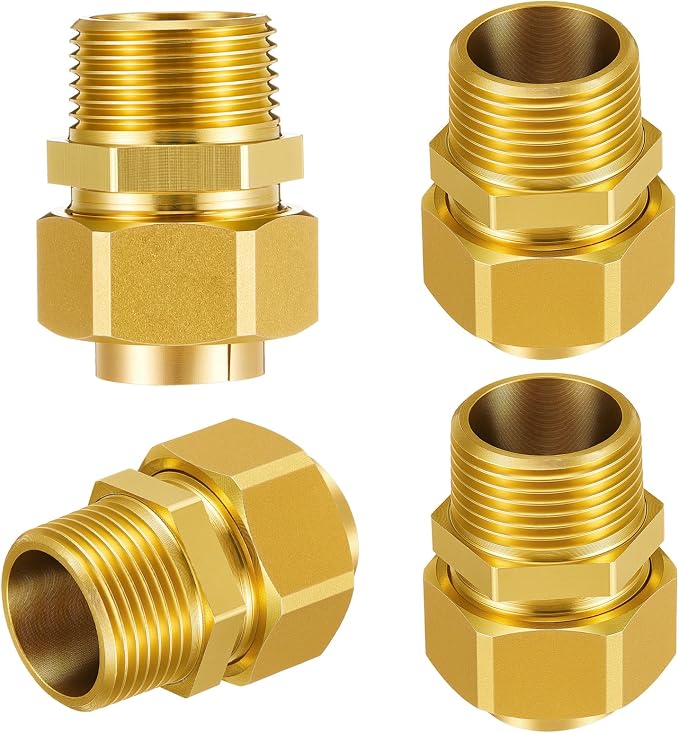 Frienda 4 Pack CSST Gas Line Fittings 1/2" NPT Brass Male Adapter | Hex Nipple by Frienda