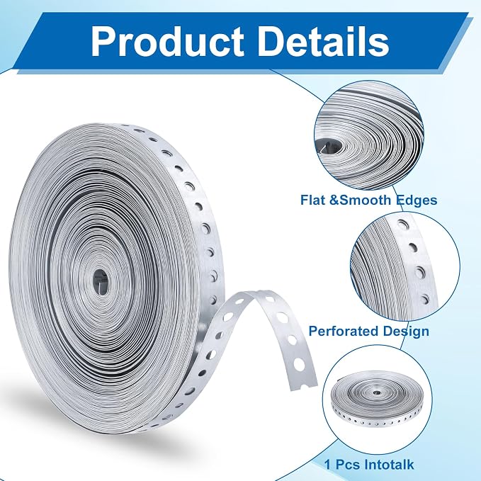 100 Feet 24-Gauge Galvanized Metal Pipe Strap, Galvanized Hanger Straps - Image 4