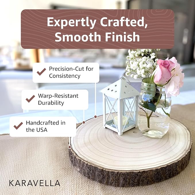 KARAVELLA Large Wood Slices for Centerpieces – Wood Centerpieces for Tables - Image 2