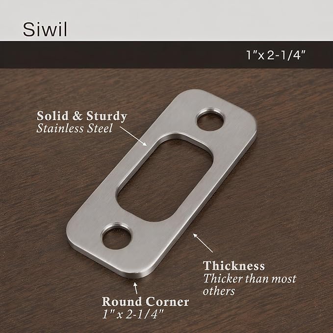 Round Corner Deadbolt Strike Plate, Stainless Steel – 1 Pack, Brushed Nickel - Image 3