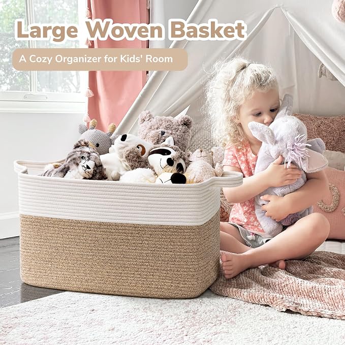 Goodpick Large Woven Rope Blanket Basket, Nursery & Living Room Organization - Image 2