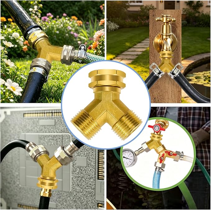 Angry Pony Hose Splitter 2 Way, Solid Brass 3/4 GHT Full Flow Wye | - Image 5