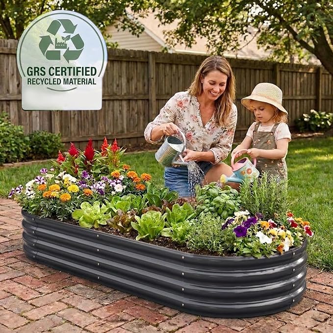 Rakukiri Raised Garden Bed GRS Certified Galvanized Planter Box Outdoor - Image 2