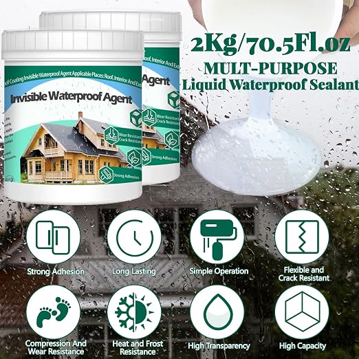 2Kg/70.5Fl.oz Invisible Waterproof Agent Indoor&Outdoor Waterproof Coating Set - Image 2