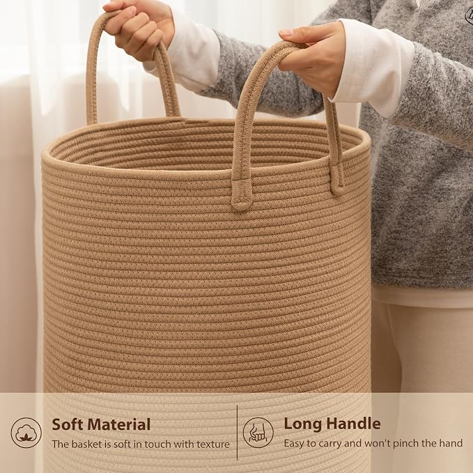 OIAHOMY 60L Nursery Hamper Laundry Basket Laundry Hamper Yellow | collapsible - Image 6