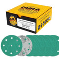 Dura-Gold Premium 320 Grit 5" Green Film Sanding Discs, 9-Hole Pattern by Dura-Gold
