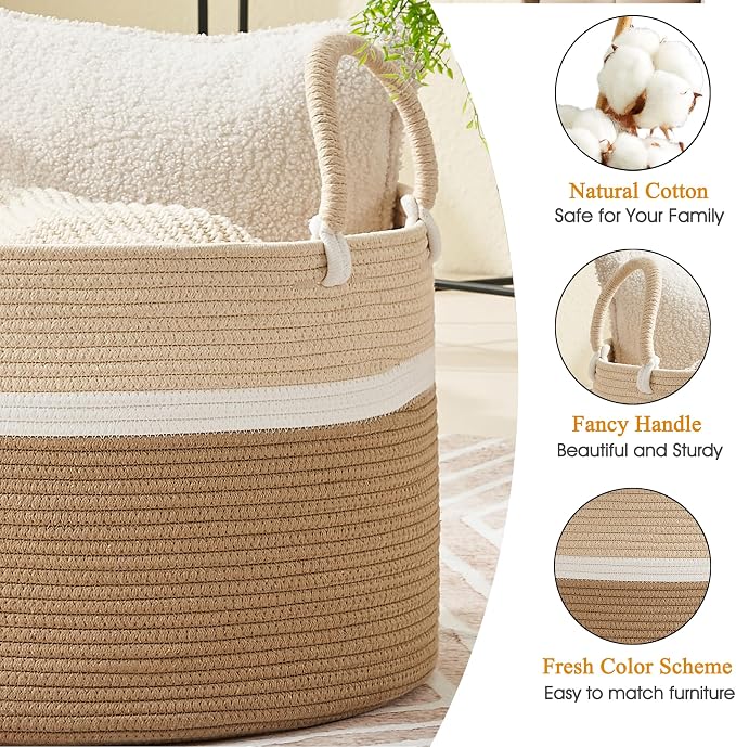 KAKAMAY Large Blanket Basket - Image 2