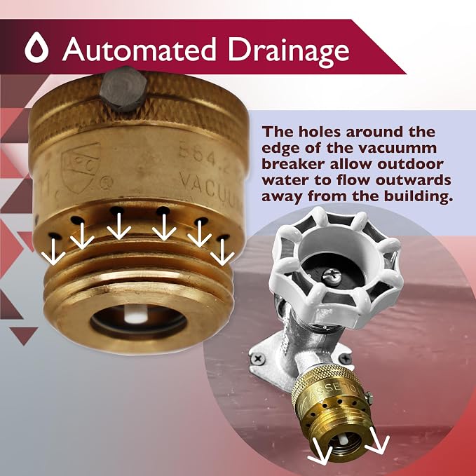Vacuum Breaker 3/4 Inch Solid Brass Hose Bib Backflow Preventer - Image 3