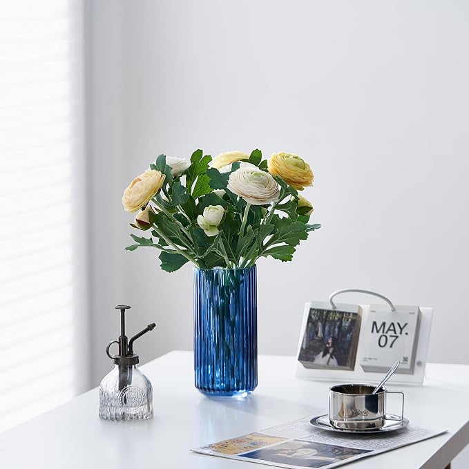 7.5 inch Blue Glass Flower Vase - Image 5
