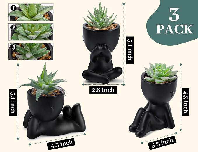Der Rose 3 Pack Fake Plants in Black Pots - Image 2
