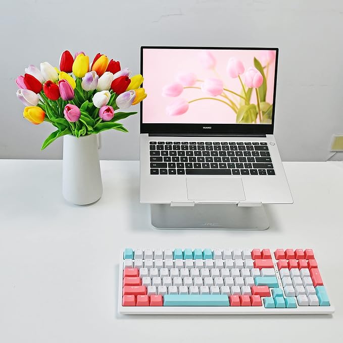 Mandy's 28pcs Artificial Multicolor Tulips | 13.5 Inch Lifelike PU Tulips Faux - Image 8