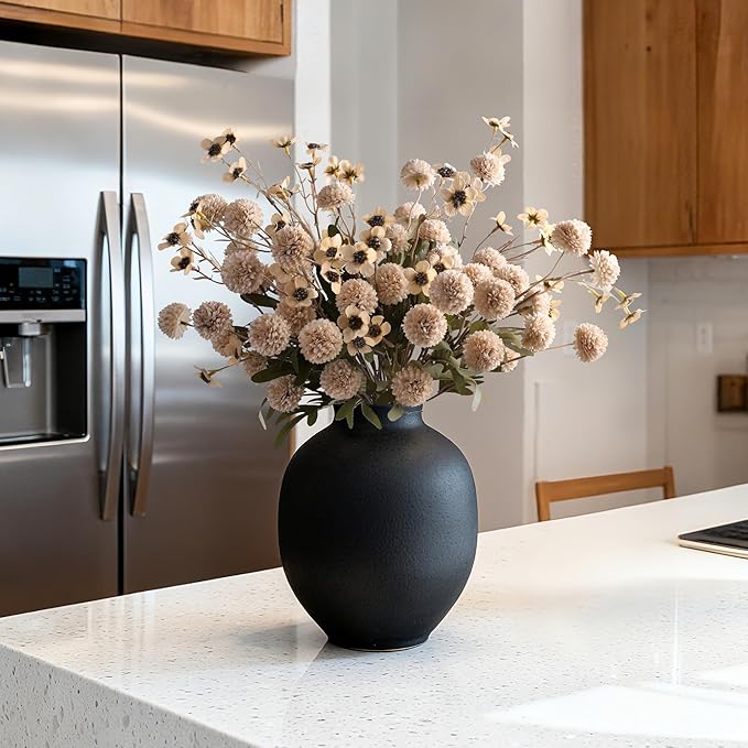 Fake Kiku Flowers, Faux Silk Pompon Mums Artificial Flowers, Chrysanthemum - Image 6