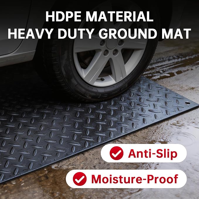 12Pcs 4'x8' Ground Protection Mats w/22 Connectors, Double Sided Diamond Tread - Image 9