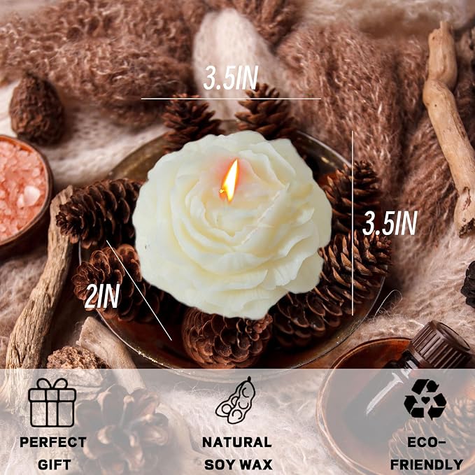 Peony Flower Shape Candle, Soy Wax Scented Decor - Image 3