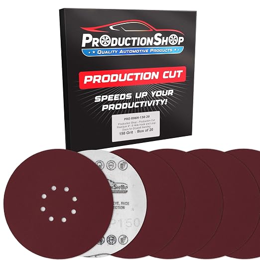 ProductionShop Premium 9" Red 8-Hole Pattern 150 Grit Sanding Discs, Box of 20 by ProductionShop