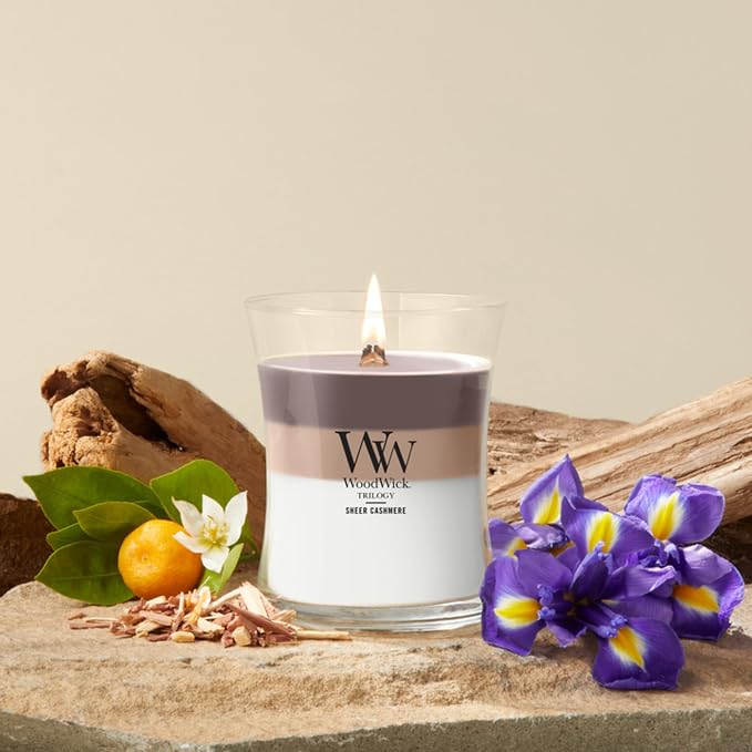 WoodWick Sheer Cashmere Medium Hourglass Trilogy Candle - Image 2