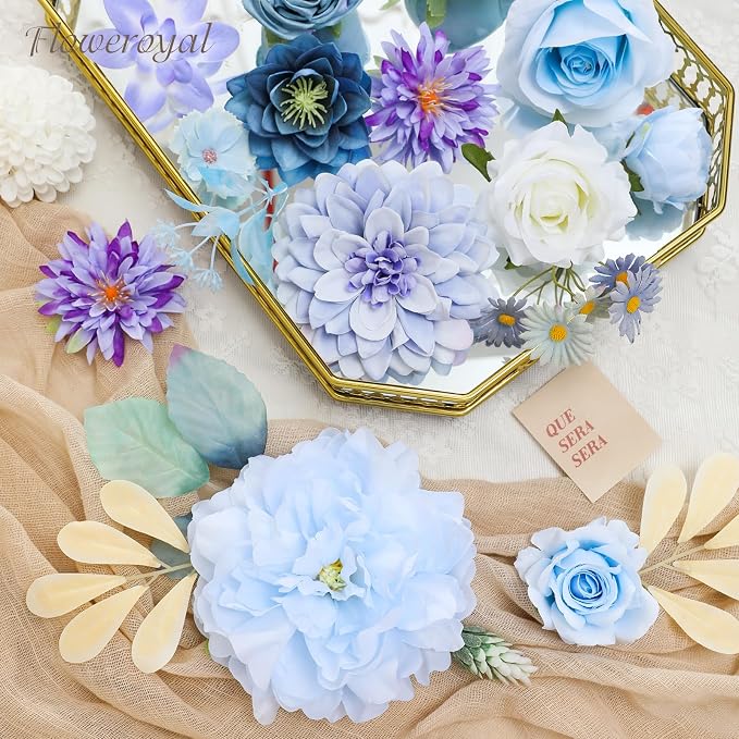 Artificial Flowers Combo Purple Flowers Mix Silk Flowers Dahlia Roses - Image 6