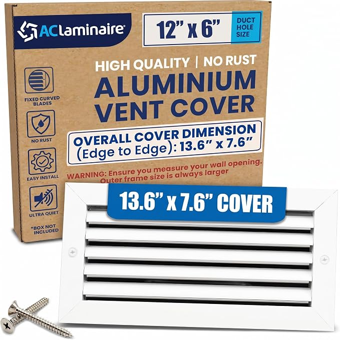 12x6 Aluminum Wall Ceiling Air Return Vent Cover HVAC Rustproof Grille by ACLAMINAIRE