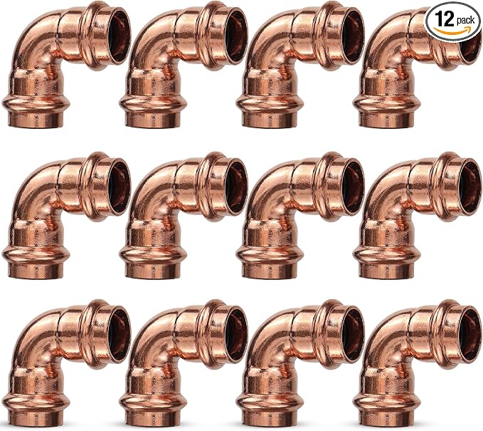 Copper Press Fittings 3/4inch, 12PK Copper Coupling 90 Degree Elbow Coupling | by JIANBENKJ