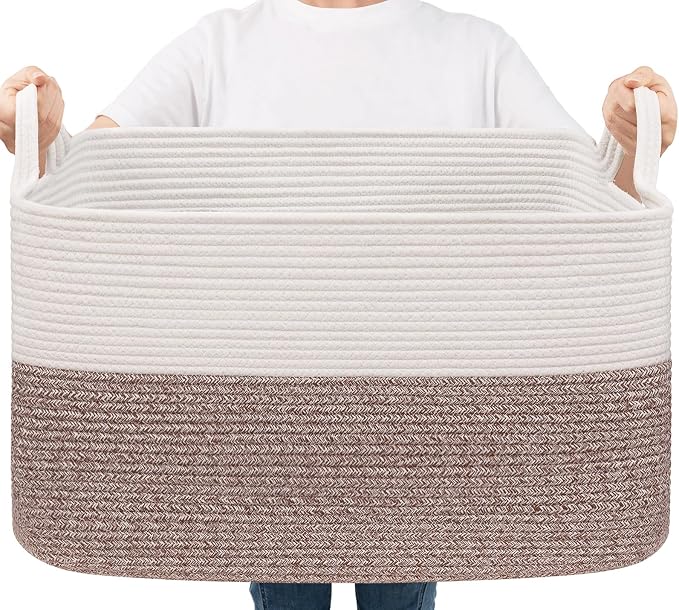 Goodpick Large Woven Rope Blanket Basket, Living Room, Bedroom & Nursery by Goodpick