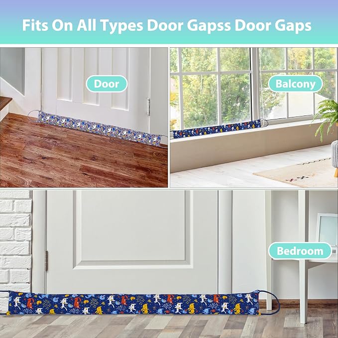 Weighted Door Draft Stopper, 2 Pack 48 Inch Under Door Blocker, Bottom of Door - Image 7