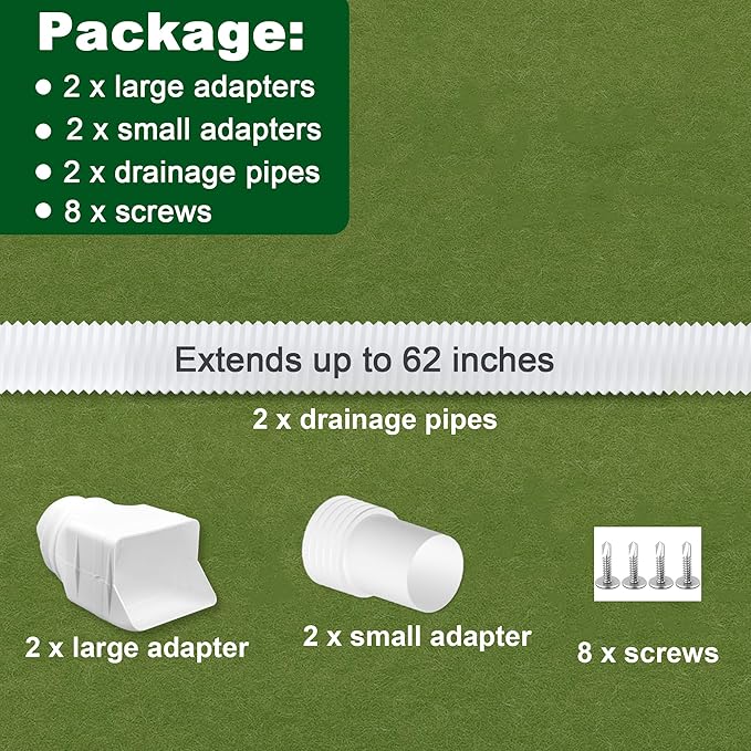 2 Pack White Rain Gutter Downspout Extensions, Gutter Extender - Image 7