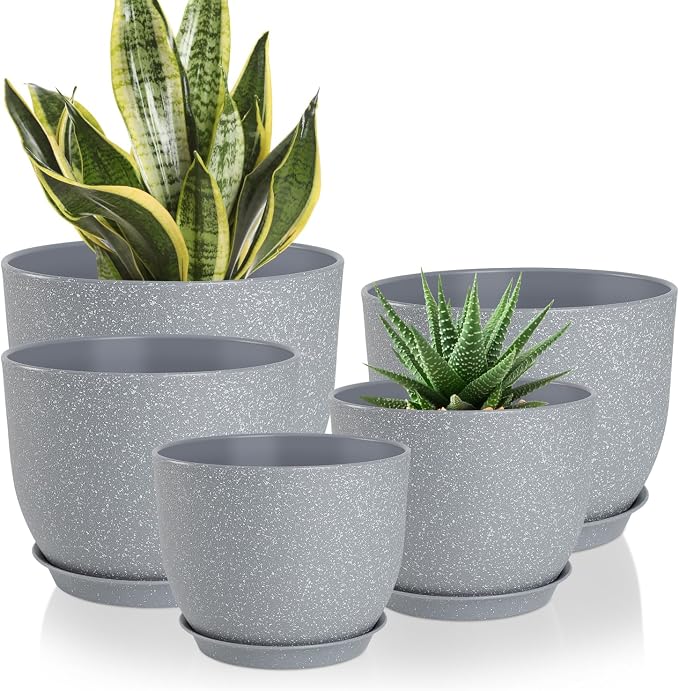 YNNICO Plant Pots 10/9/8/7.5/7 inch Flower Pots by AFamilyofGardenLovers