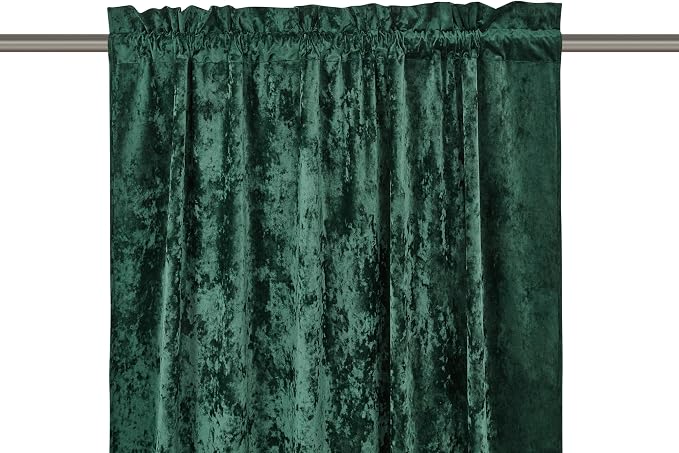 Chezmoi Collection Lux Forest Green Crushed Velvet Curtains 2 Panel Set - Image 8