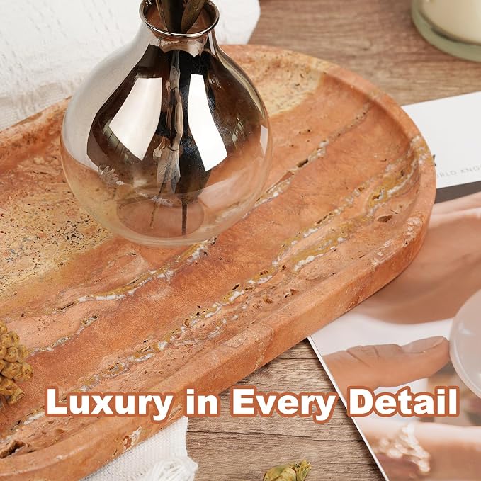 Turkish Natural Travertine Tray, Countertop Organizer, Catchall - Image 7