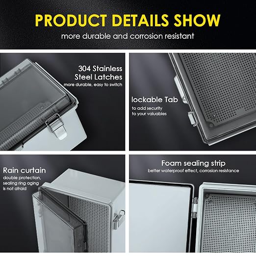 IP67 ABS Outdoor Electrical Box Waterproof 16.1''×12.2''×7.1'' | Weatherproof - Image 4