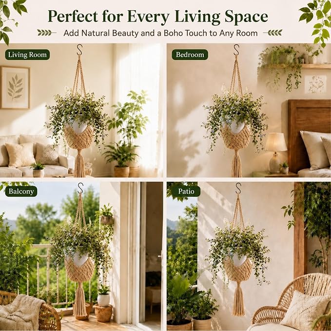 Shappy 1 Pack Boho Macrame Plant Hanger - Image 5