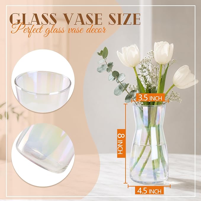 Der Rose 8" Iridescent Flower Vase Small Glass Vase - Image 2
