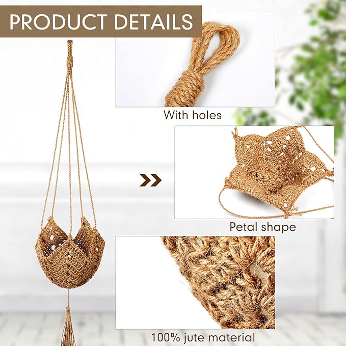 Shappy 1 Pack Boho Macrame Plant Hanger, Large Hanging Planter Plant Holder Pot - Image 3