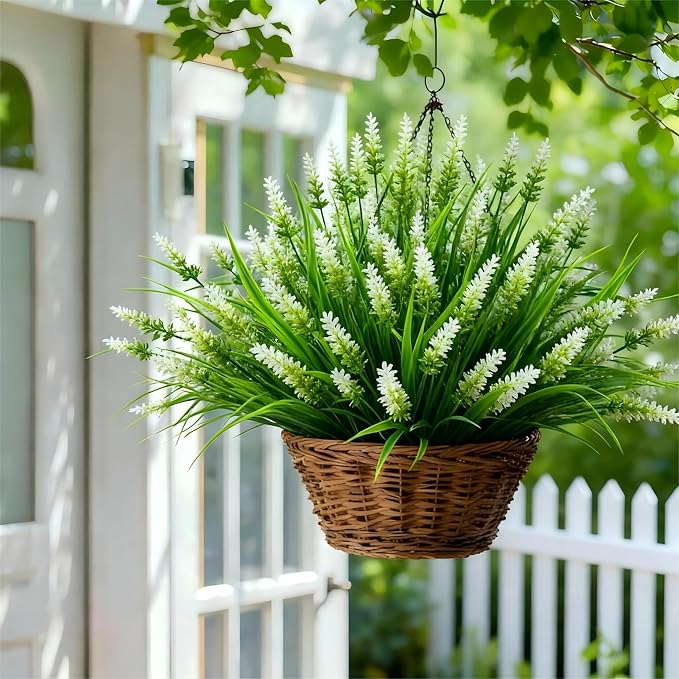 Geegoods 24 Bundles White Artificial Plants Flowers Outdoor, UV Resistant | - Image 5