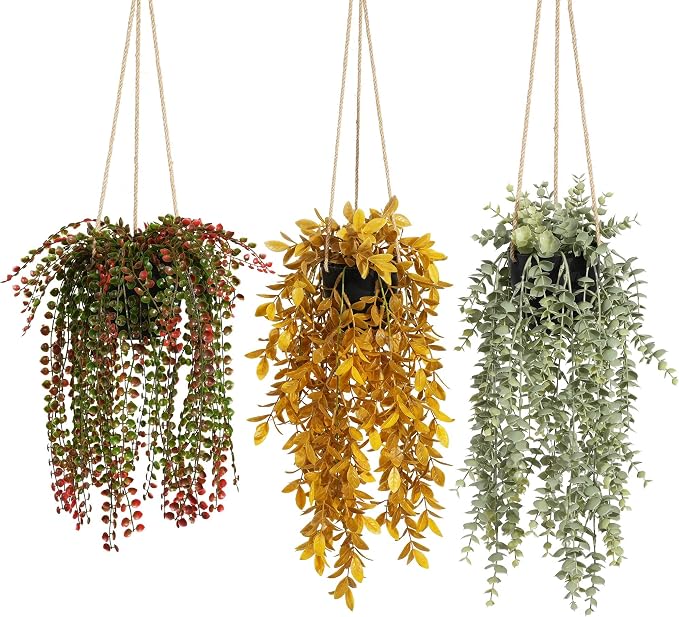 3 Packs Fake Hanging Plants by Decorateyouridealhomewithease