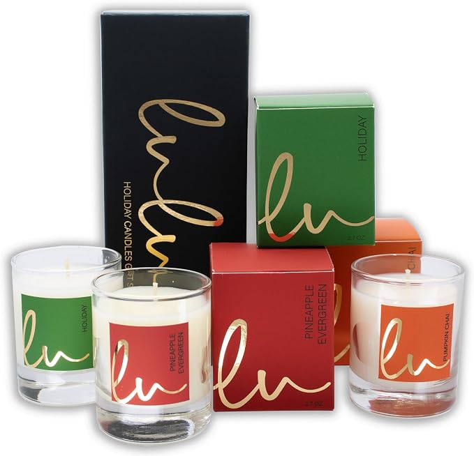 Lulu Candles Holiday, Pineapple Evergreen & Pumpkin Chai, 2.7 Oz Gift Set | 3 - Image 2