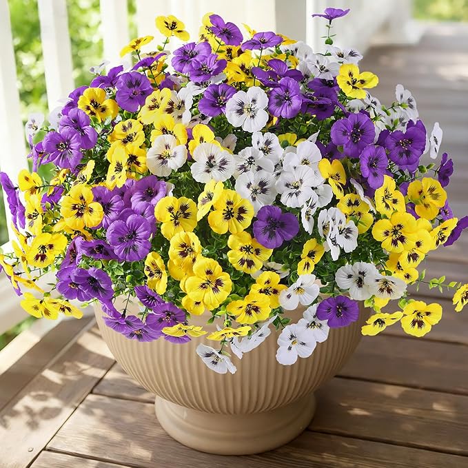 Alupssuc 24 Bundles Artificial Flowers UV Resistant by Alupssuc