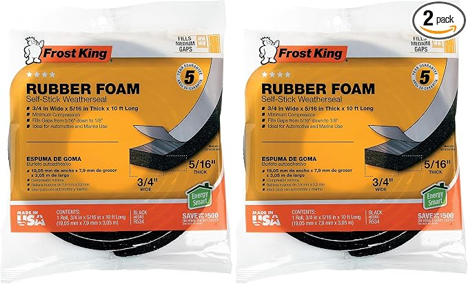 Frost King Available R534H Sponge Rubber Foam Tape 5/16-Inch, 3/4" W, 5/16" T by Thermwell+Products+Co.%2C+Inc