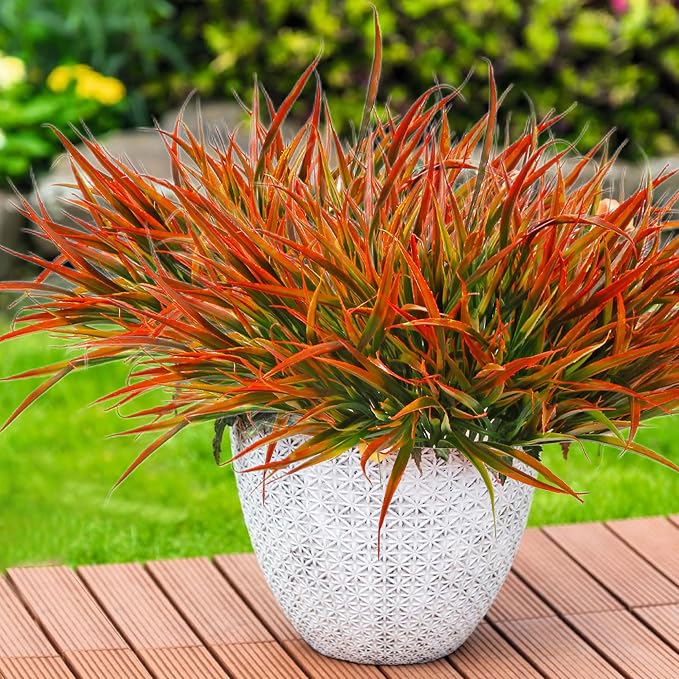 12 Bundles Fake Fall Outdoor Plants Artificial Grass, Autumn Orange | Fall Stems - Image 6