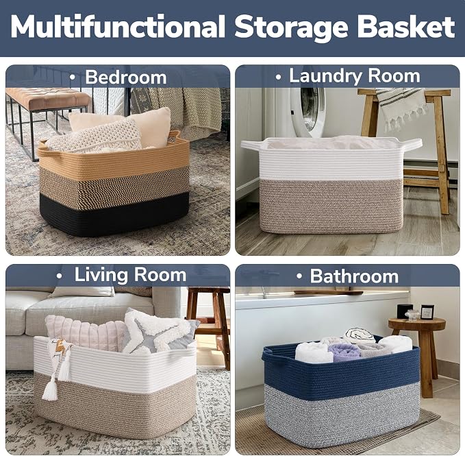 Goodpick 75L Extra Large Woven Blanket Basket, Clothes & Toys, Living Room & - Image 5