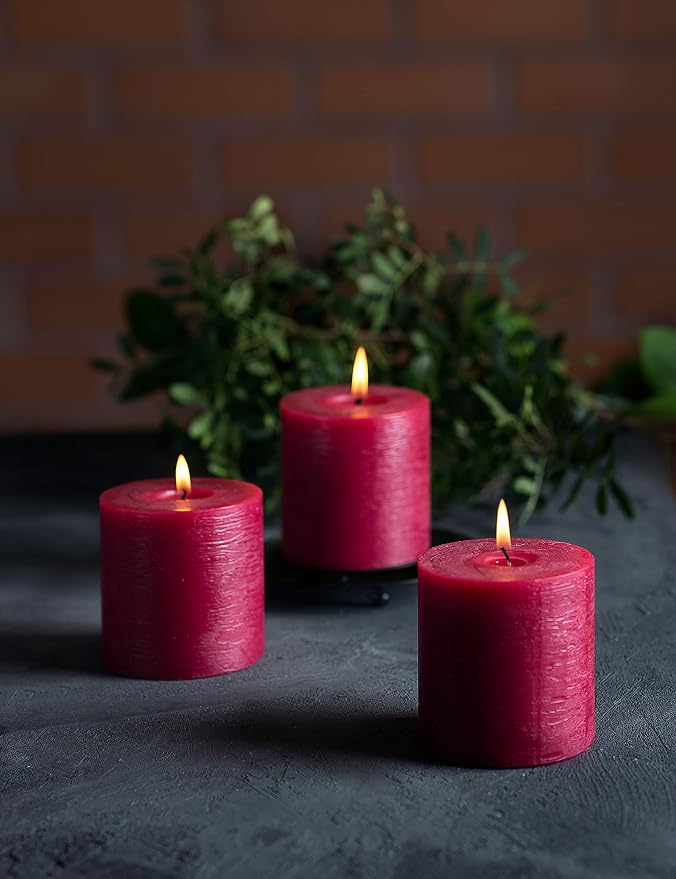 Set of 3 Pillar Candles 3" x 3" Unscented Handpoured Weddings, Home Decoration - Image 4