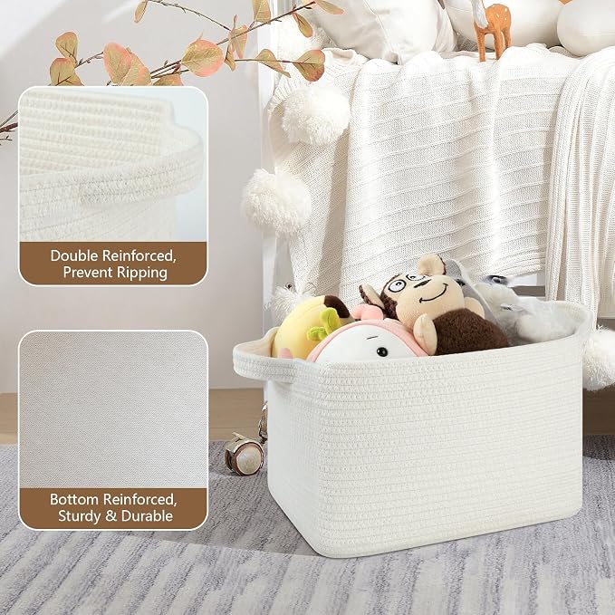 OIASKET Storage Baskets for Organizing, Woven Baskets for Shelves, Rectangle - Image 3