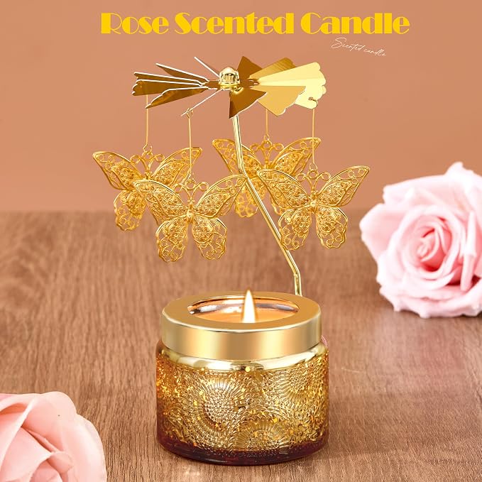 Curimama Rose Butterfly Rotating Scented Candle Gift - Image 2